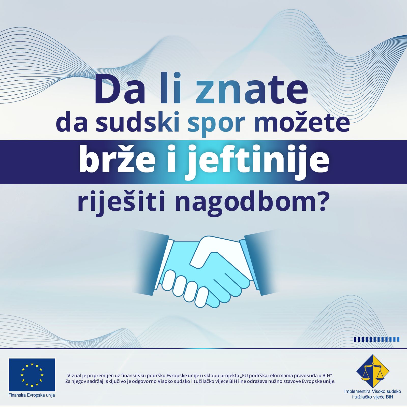 Sedmice sudske nagodbe u svim sudovima u BiH od 15. do 26. maja 2023.
